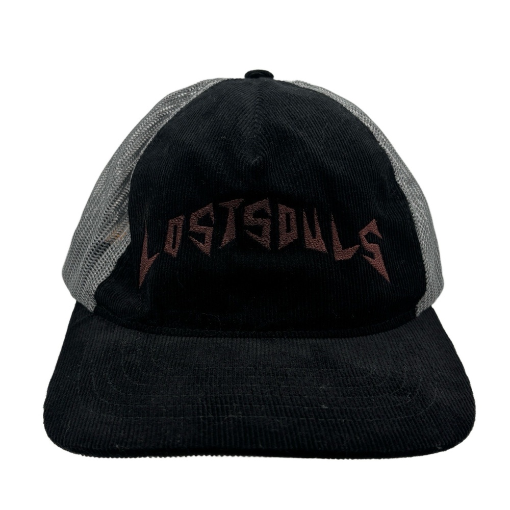Lost Souls Richardson Outdoor Trucker Hat Black Corduroy Mesh Snapback Cap